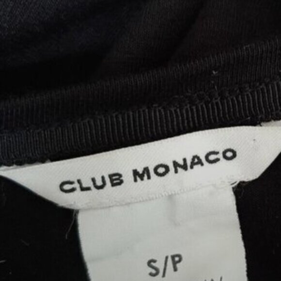 CLUB MONACO / Mixed Media Faux Leather Sleeve End Panels Top Black Sz S - Picture 10 of 11